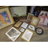 job lot of watercolours and prints inc shell Oriental picture