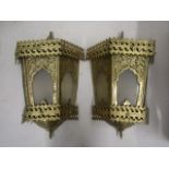 A pair brass wall lanterns