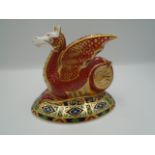 Royal Crown Derby Wessex Wyvern Dragon paperweight with gold stopper, limited edition 424/2000