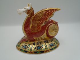 Royal Crown Derby Wessex Wyvern Dragon paperweight with gold stopper, limited edition 424/2000