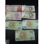 Paper money foreign inc Portugal (3x100) East Caribbean, Belgium bank and Zwanzig schillings