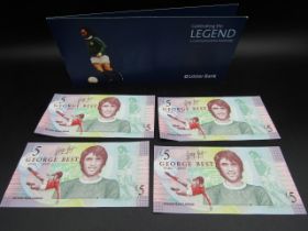 4 x George Best anniversary £5 notes to commemorate 1 year of his death in consecutive order 165-