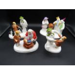 Coalport Characters The Snowmen figures with boxes- 'Having a party' 'Let's see if there is one' ;