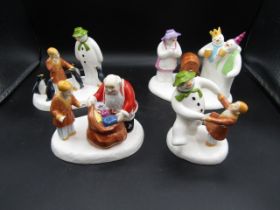 Coalport Characters The Snowmen figures with boxes- 'Having a party' 'Let's see if there is one' ;