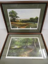 David Crane ltd edition prints 'Poppy Time' and 'Bluebell path' 55x45cm