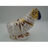 Royal Crown Derby Ram Paperweight with gold stopper, approx 14cm tall x 16cm long