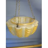 Vintage glass Plafonnier ceiling light with chains