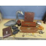 Collectors lot to include wooden boxes, binoculars and metalware etc