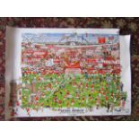 Arsenal Mishmash print signed bottom right by artist Alex Bennett and numbered 219/300, unframed