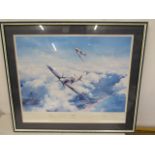 'Spitfire' by Robert Taylor print, pencil signed in margin by group captain and vice air marshal