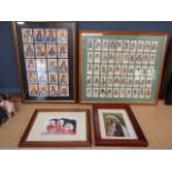 Framed Native American cigarette cards and relating prints pencil signed Cecil Youngfox