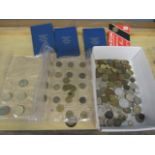 Coinage- 5 x £2 coins, 3 decimal coin sets, £1 coin, 3p's and foreign coinage