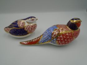 Royal Crown Derby Pheasant and Quail paperweights with stoppers (2)