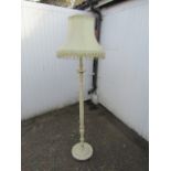 Painted wooden floor lamp with shade