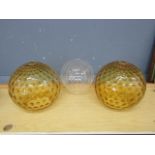 3 Vintage glass globe lamp shades