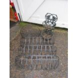 Vintage cast iron plant stand and 4 wall baskets