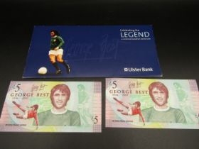 2 x George Best anniversary £5 notes to commemorate 1 year of his death, odd numbers 162 and 170