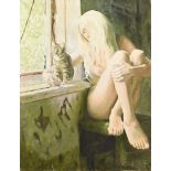 Neil Ward-Robinson (b.1943), nude titled "Saffy" on verso oil on canvas unframed 36 x 46cm