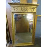 A vintage mirror with plaster frame, painted gold 115x72cm approx