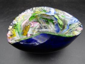 Murano? tutti frutti dish with cobalt blue base