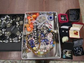 Jaeger necklace in box and a collection of costume jewellery