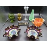 carnival glass, air twist stemmed glass and other various glass
