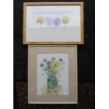 2 Floral watercolours, both framed and glazed. Largest 39cm x 46cm approx