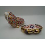 Royal Crown Derby Walrus paperweight with silver stopper, approx 11cm tall x 13cm long together with