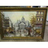 Oil on canvas of Parisian scene 105x75cm signed bottom right