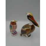 Royal Crown Derby Kingfisher paperweight with silver stopper, approx 10cm tall together with Royal