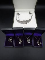 Pewter Celtic set and 4 pewter cupid necklaces