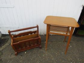 Mid century side table and magazine rack