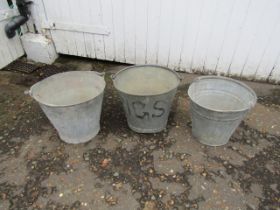 3 Galvanised buckets