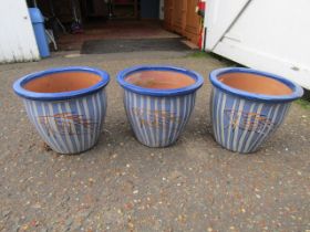 Set of 3 ceramic garden pots H33cm approx