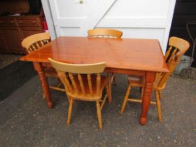 Pine kitchen table and 4 chairs