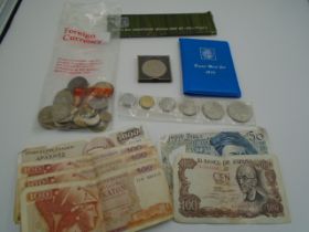 Boxed or sleeved -  1976 Israel coin set, Brunei mint set 1977, plus a mix of foreign coins and