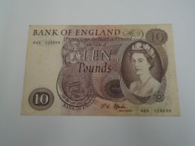 £10 Bank of England note, A65 028099, cashier J Fforde (good)