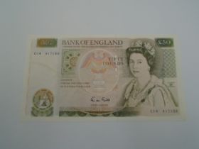 £50 Bank of England note, C14 417150, cashier G M Gill (crisp)