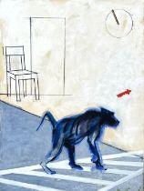 Peter Denmark (1950-2014) Acrylic on canvas "Baboon" 182cm wide by 248cm high Provenance, the