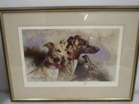 Mick Cawston limited edition signed print of greyhounds 62/850 47x35cm