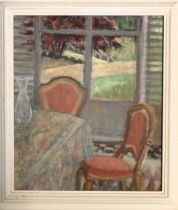 Ariel Crittall, British 1914-2012,  'Interior Conservatory' Inscribed verso, oil on canvas, framed