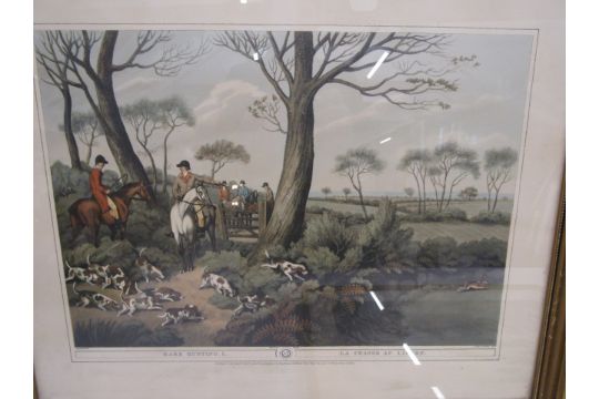 3 French Hare hunting coloured plates 60x50cm  approx' La chasse au Lievre' - Image 2 of 5