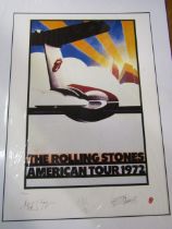 The Rolling Stones 'American Tour' Limited numbered (1787/5000) plate signed lithographic print (