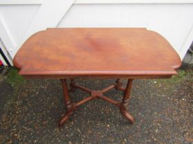 Mahogany hall table with crosssed stretcher and castors