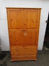 Pine wardrobe with 3 drawers to base is 5’11” tall and 3’ 2” wide