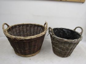 2 log baskets one with a liner