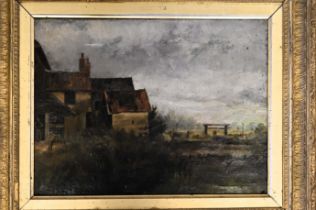 oil on canvas, labelled on verso "Wortwell Mill" artist unknown, framed 63 x 53cm