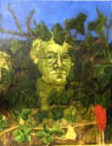 Neil Ward-Robinson PhD (British, b.1943), Self-portrait as Green Man, oil on canvas signed in pencil