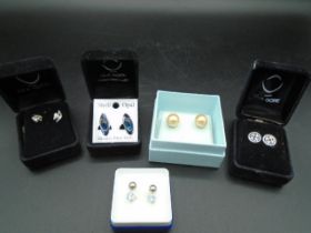 6 pairs of stud earings to include Ola Glorie Scottish silver