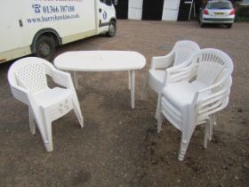 Garden table and 15 stacking chairs